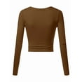 thumbnail image 2 of Doublju Women's V-Neck Long Sleeve Surplice Crop Top, 2 of 2