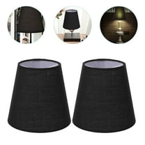 SOPOTUTU 2Pcs Cloth Drum Lamp Shade for Table Lamps Black 5.5x5.5x5.1in