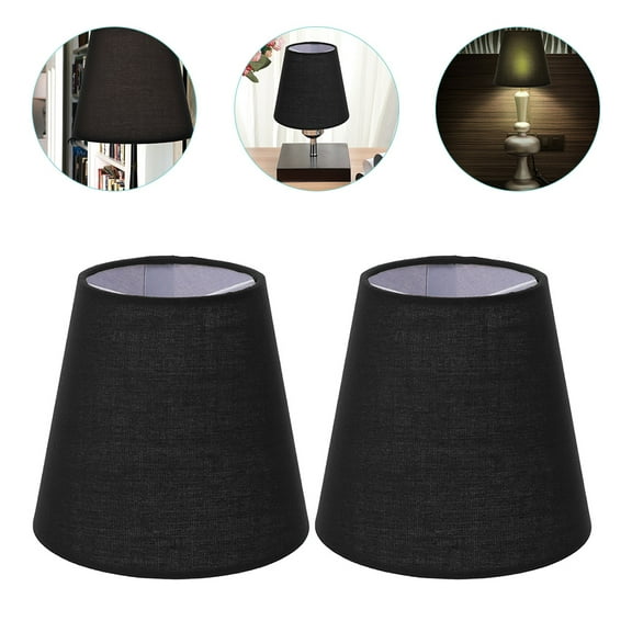 SOPOTUTU 2Pcs Cloth Drum Lamp Shade for Table Lamps Black 5.5x5.5x5.1in