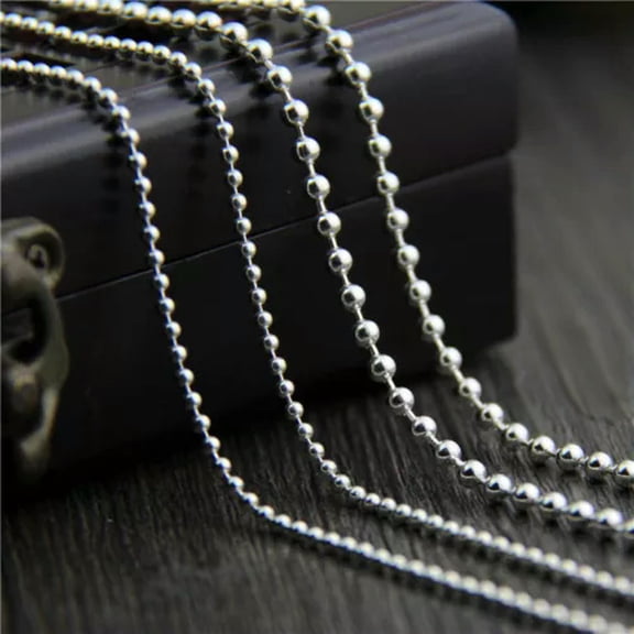 K-KED Pure S925 Sterling Silver Necklace Men Women 2mm/3mm Polish Beaded Link Chain-2mm 23.6inchL