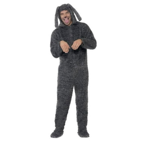 Fluffy Dog Costume Adult Grey Animal Medium Male Fancy Dress Party Book Week Halloween