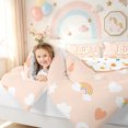 thumbnail image 3 of meiyoeat Cute Rainbow Love Heart Full Size Comforter Sets for Girls, Lovely Star Moon Bedding Comforter Set Peach, Polkadot Reversible, 3 Pieces, 1 Comforter and 2 Pillowcases, 3 of 6