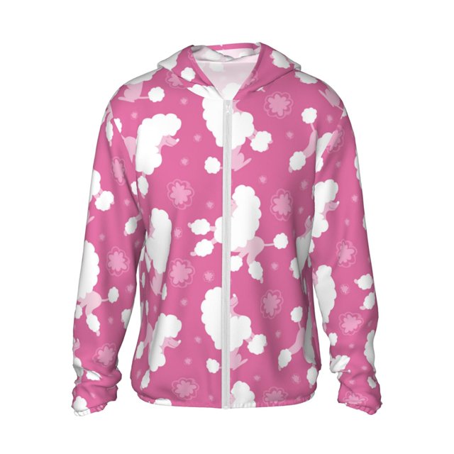 Balery Cute Poodle Dog Sudadera ligera de manga larga con capucha y protección solar UPF 50+ para hombre y mujer, ideal para pesca y running-Large