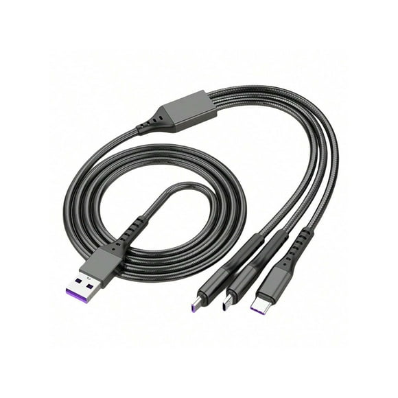 66W Multi USB Charging Cable 3A, 3 in 1 Fast Charger Cord Connector with Dual Phone/Type C/Micro USB Port Adapter, Compatible with Phone Tablets