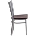 thumbnail image 2 of HERCULES Series Silver Slat Back Metal Restaurant Chair - Cherry Wood Seat, 2 of 6