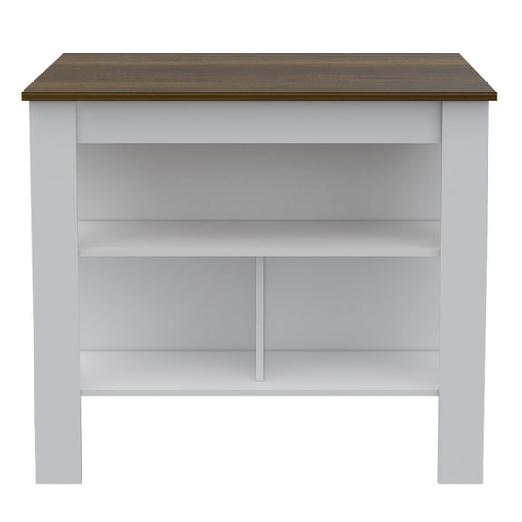 Newboti Furniture Cala Kitchen Island, Four Legs, Three Shelves -White / Walnut 31257