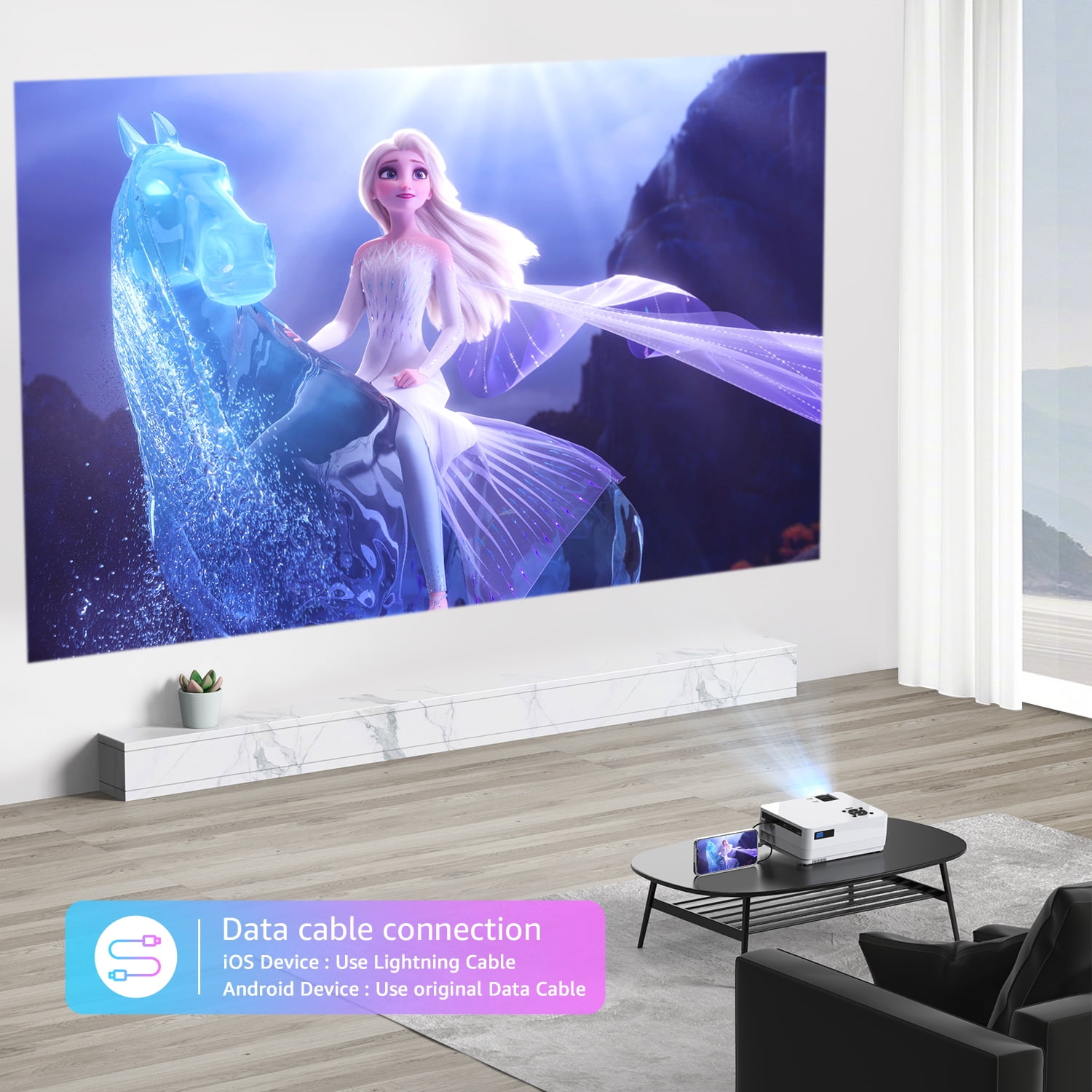 Native 1080P 5G WiFi Bluetooth Projector (Carrying Bag Included), 15000LM Full HD Movie Projector, LCD Technology 300" Display Support 4k Home Theater for Outdoor Movies