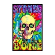 Stoned To The Bone Blacklight Poster 24" x 36" Marijuana Weed Pot Skull