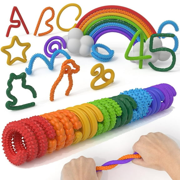 YATAV 8 Pack Fidget Toys Sensory Sticks,Textured Silicone Sensory Toys for People with Autism,Flexible Sensory Fidget Sticks for Classroom Must Haves,Calm Down Travel Fidgets