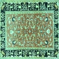 thumbnail image 1 of Ahgly Company Machine Washable Indoor Square Animal Turquoise Blue Traditional Area Rugs, 7' Square, 1 of 4