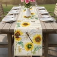 thumbnail image 4 of Sunflower Cotton Linen Rectangle Table Runners 13"x48", Vintage Yellow Summer Botanical Dragonfly Coffee Table Runner Dresser Scarves Luxury Table Runners for Wedding Party Banquet Dinner Decor, 4 of 8