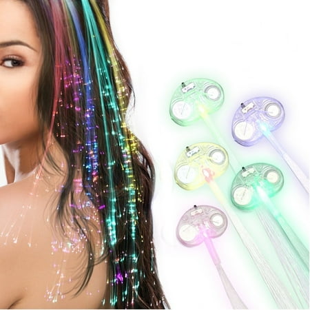 Led Multicolor Light Flashing Fiber Optic Hair Braid Barrettes For Led Multicolor Light Flashing Fiber Optic Hair Braid Barrettes For Party 5 Pcs