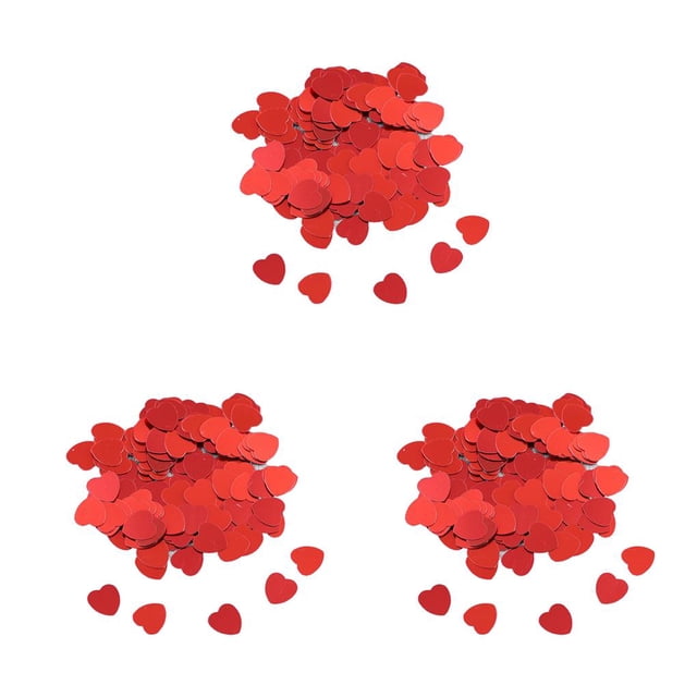 Longjian Mini Grattoirs en Forme de Cœur Rétention de Couleur Confettis Bon Lustre Assortiment Résistant pour la Saint-Valentin Rouge 10mm 3Ensemble