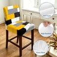 thumbnail image 4 of Yellow Grey Geometric Bar Stool Cover Set of 4, Modern Black White Abstract Art Stretch Bar Chair Cover, Removable Washable Pub Counter Stool Chair Slipcover for Kitchen Dining Room Pub Cafe, 4 of 9