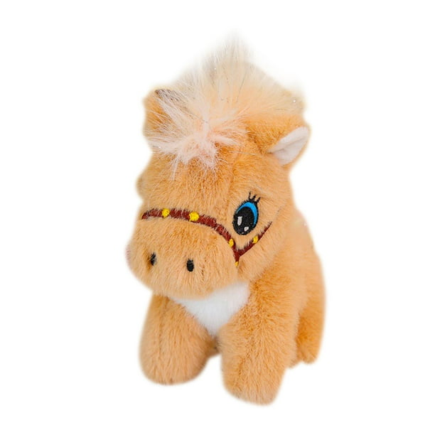 Animales de peluche de llavero de caballos de lujoso, decoración de cumpleaños linda regalo de cumpleaños decorativo realista, caballos de peluche Marrón