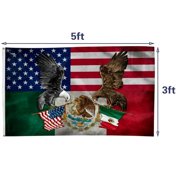 3' x 5' Mexican American Grommet Decorative Outdoor Flag