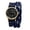 Blue, variant on Analog Quartz Leather Strap Watch for Women:Halloween Retro Motorcycle Watch with Round Dial Digital Concept Scale Double Wrap Strap for Women