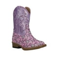 thumbnail image 2 of Roper Girls Lavender Glitter Floral Square Toe Cowboy   Mid Calf Boots, 2 of 5