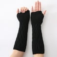 thumbnail image 6 of Fingerless Thumb Hole Long Gloves Mittens Winter Arm Warmer, 6 of 8