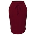 thumbnail image 2 of A2Y Women's Elastic Waist Self Tie Tulip Hem Side Pocket Skirt Cabernet M, 2 of 5