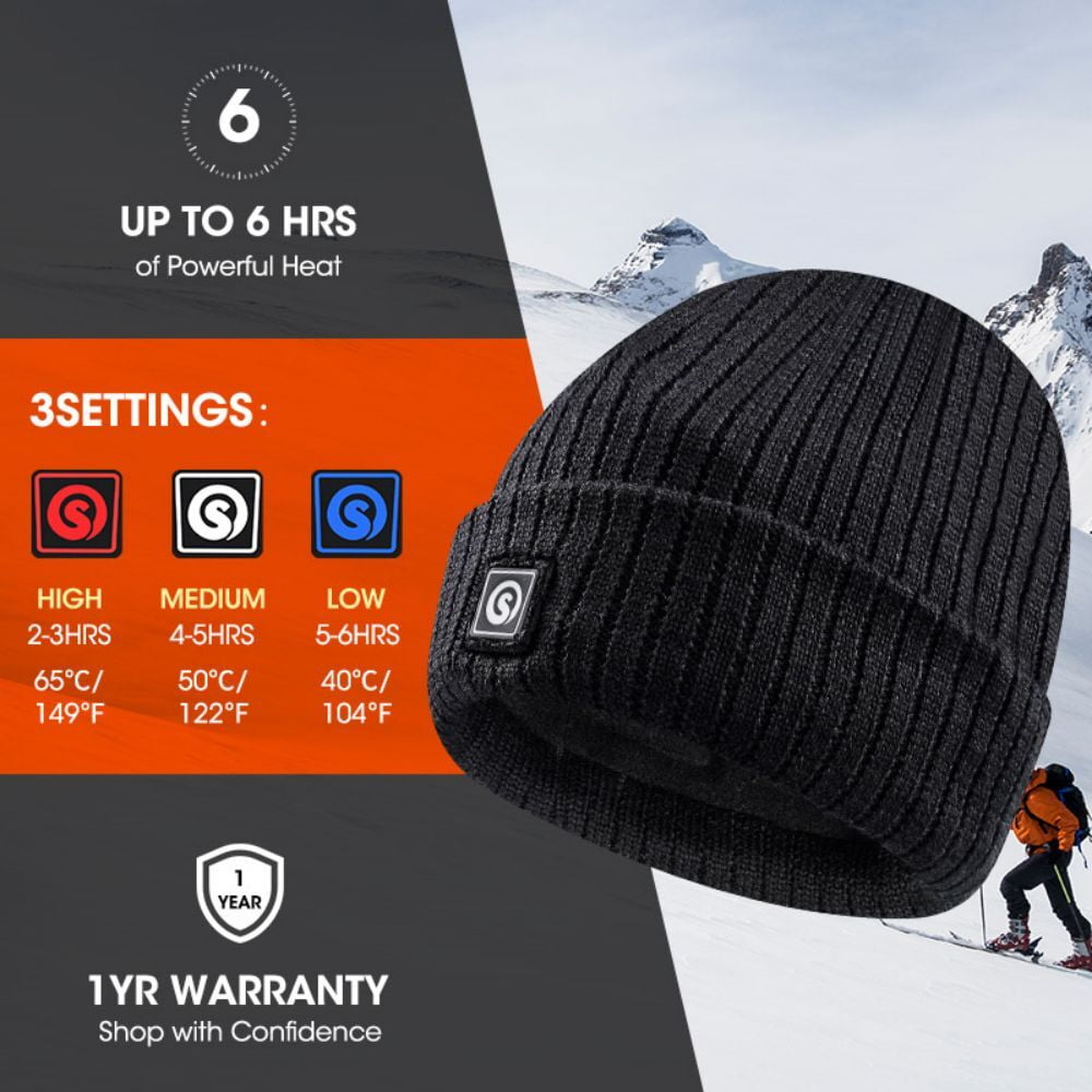 Savior Heat Winter Beanie Hats for Men Women Electric Insulated Hunting Beanie Rechargeable Battery Heating Cap with 3 Heat Tempo