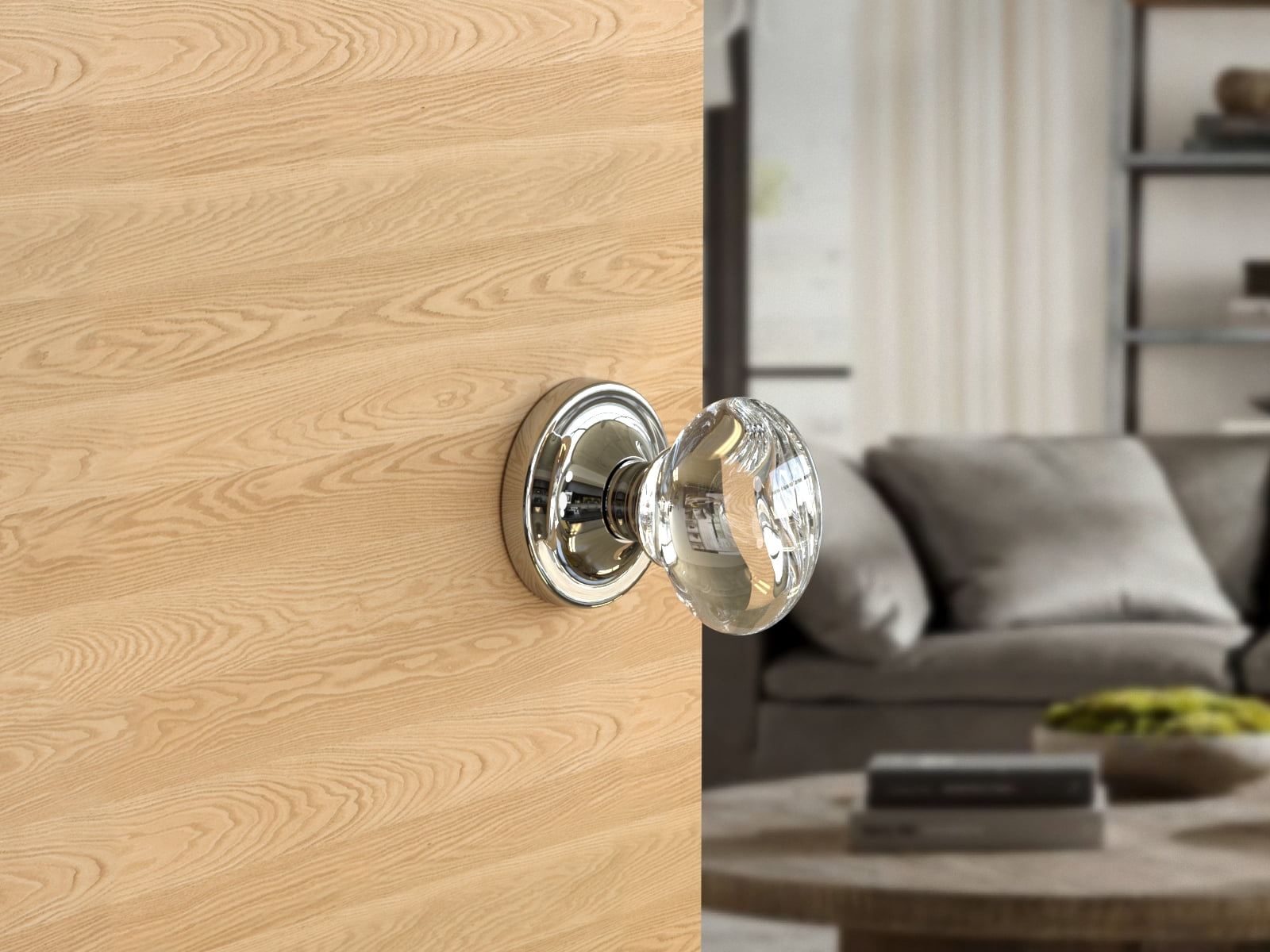 Privacy Oval Egg Crystal Door Knobs Polished Chrome Round Rosette