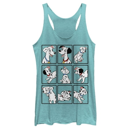 Women's One Hundred and One Dalmatians Family Grid Racerback Tank Top Tahiti Blue Large