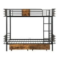 thumbnail image 6 of Bunk Bed Twin XL over Twin XL, Metal Bunk Bed with Built-in Ladder and Safety Guardrail, Space-Saving Bunk Beds with MDF Board Guardrail and Two Storage Drawers for Teens & Adults, 6 of 9