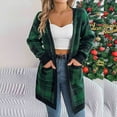 thumbnail image 6 of TFEOQRY Women's Casual Cardigan Sweater Color Blocking Checkered Long Sleeved Cardigan Jacket with Pockets Green, 6 of 8