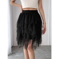 thumbnail image 6 of Women Tulle Skirts Midi Long Fairy Skirt Tutu A-Line Mesh Layered High Elastic Waist Skirts Black S, 6 of 7