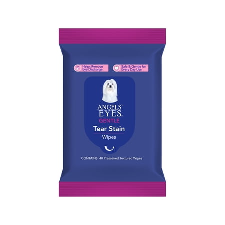 ANGELS’ EYES Face  Eye & Paw Cleansing & Tear Stain Wipes  Large Hypoallergenic 4 x7  Dog & Cat Wipes  Fragrance Free  40 Count