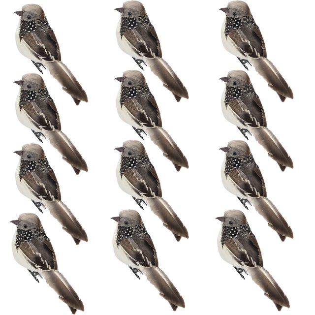 Fiudx Liquidación de ahorros de verano 12 piezas de simulación de plumas reales para decoración de jardinería, pájaro falso de espuma, gorrión