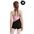 thumbnail image 2 of YONGHS Leotards for Girls Gymnastics Dance Biketards with Hair Tumbling Athletic Jumpsuit Pink&Black 16, 2 of 7