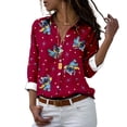 thumbnail image 1 of Blusa de manga larga con cuello en V para mujer, camisa informal de Mickey y Minnie de Disney, colección navideña, moda de otoño, Y2k, 1 of 5