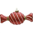 thumbnail image 2 of Red and White Glitter Stripe Shatterproof Christmas Candy Ornament 4.75", 2 of 2