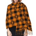 thumbnail image 5 of Shawl Wraps for Women - halloween elements plaid pumpkins Oversized Fall Winter Fashion Blanket Scarf for Women, 5 of 6
