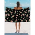 thumbnail image 3 of Beach Towels Quick Dry Absorbent Towels Floral Leaves on Black Background Sand Free Beach Towel for Pool Swimming Travel Vacation, Retro Pink Flowers Swim Towels, 3 of 7