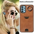 thumbnail image 4 of Classic Wallet Case Compatible with Samsung Galaxy A53 5G for Men Women, with 360° Rotation Finger Ring Kickstand PU Leather Shockproof Phone Cover with Card Slot for Galaxy A53 5G, Brown, 4 of 11