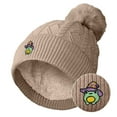 thumbnail image 5 of Dalix Sorcerer Frog Cable Knit Pom Beanie Soft Stretch Skully Warm Fuzzy Faux Sherpa Winter Ski Beanie in Tan, 5 of 5