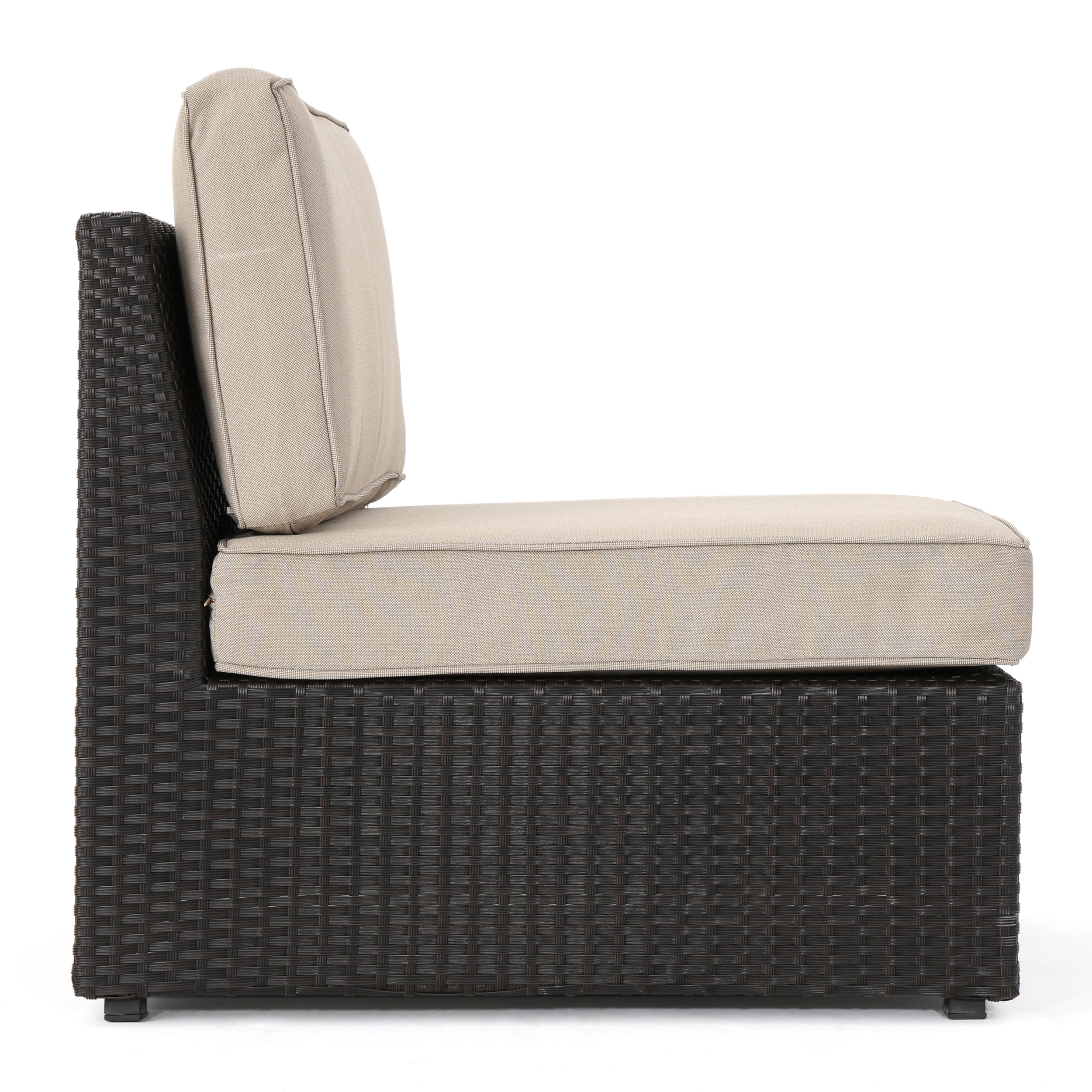 Outdoor 6 Piece Brown Wicker Sofa Sectional Set