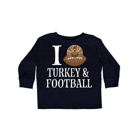 

Inktastic Thanksgiving I Love Turkey And Football Gift Toddler Boy or Toddler Girl Long Sleeve T-Shirt