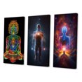 thumbnail image 3 of Designart "Iridescent Rainbow Awakening II" Robot Wall Art Set Of 3 - Modern Multicolor Canvas Set For Living Room Decor, 3 of 6