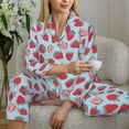 thumbnail image 6 of Honeii Strawberries print Women's Pajama Sets Long Sleeve Button Down Sleepwear Nightwear Soft Pjs Lounge Sets-XX-Large, 6 of 7