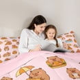 thumbnail image 4 of Erosebridal Funny Capybara Pattern Twin Comforter Sets,Hawaii Summer Holiday Bedding Set For Kids Girls ,Reversible Pink 2pcs, 4 of 7