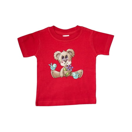 

Inktastic Teddy Bear Bluebirds and Flower Gift Baby Boy T-Shirt
