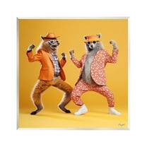 Stupell Industries Dancing Foxes on Yellow Animals & Insects Painting Unframed Art Print Wall Art, 12 x 12