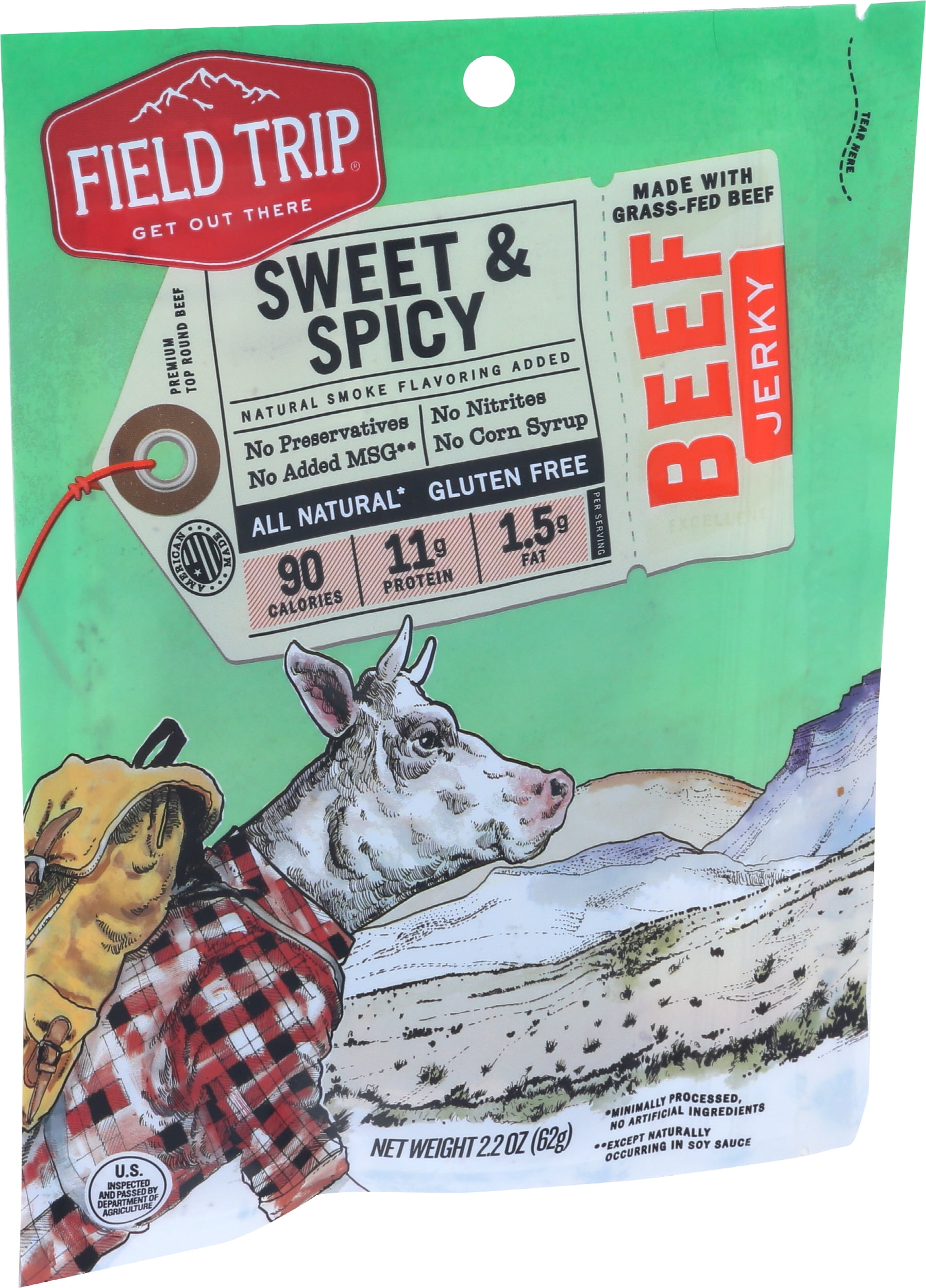 Pack of 9, Fieldtrip Sweet & Spicy Beef Jerky, 2.2 oz