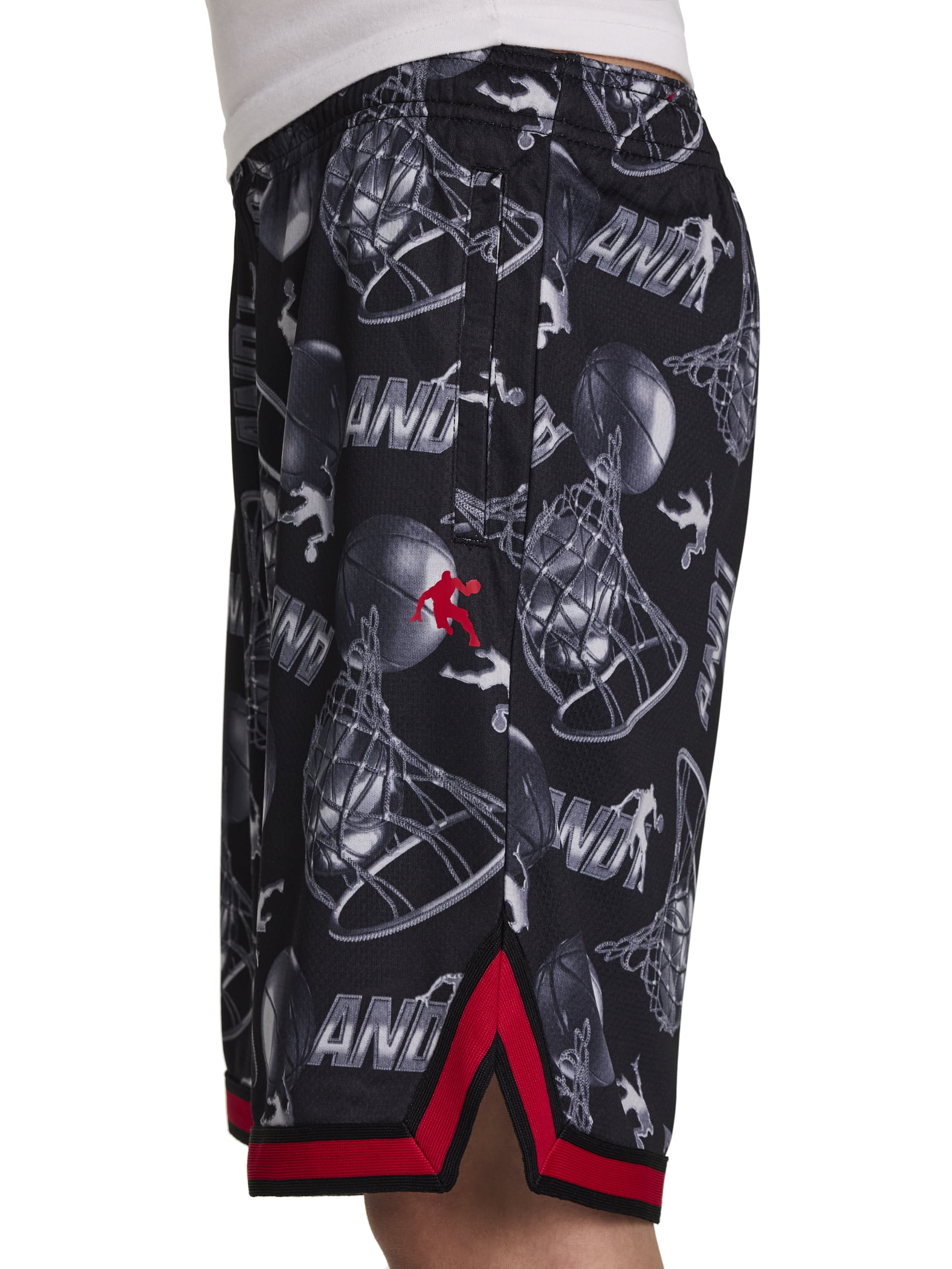 AND1 Boy's Athletic Platinum Short, 7" Inseam, Sizes 4-18