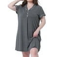 thumbnail image 2 of DARING DIVA Women's Plus Size Short Sleeves Sleep Shirt 4X Dark Gray, 2 of 6