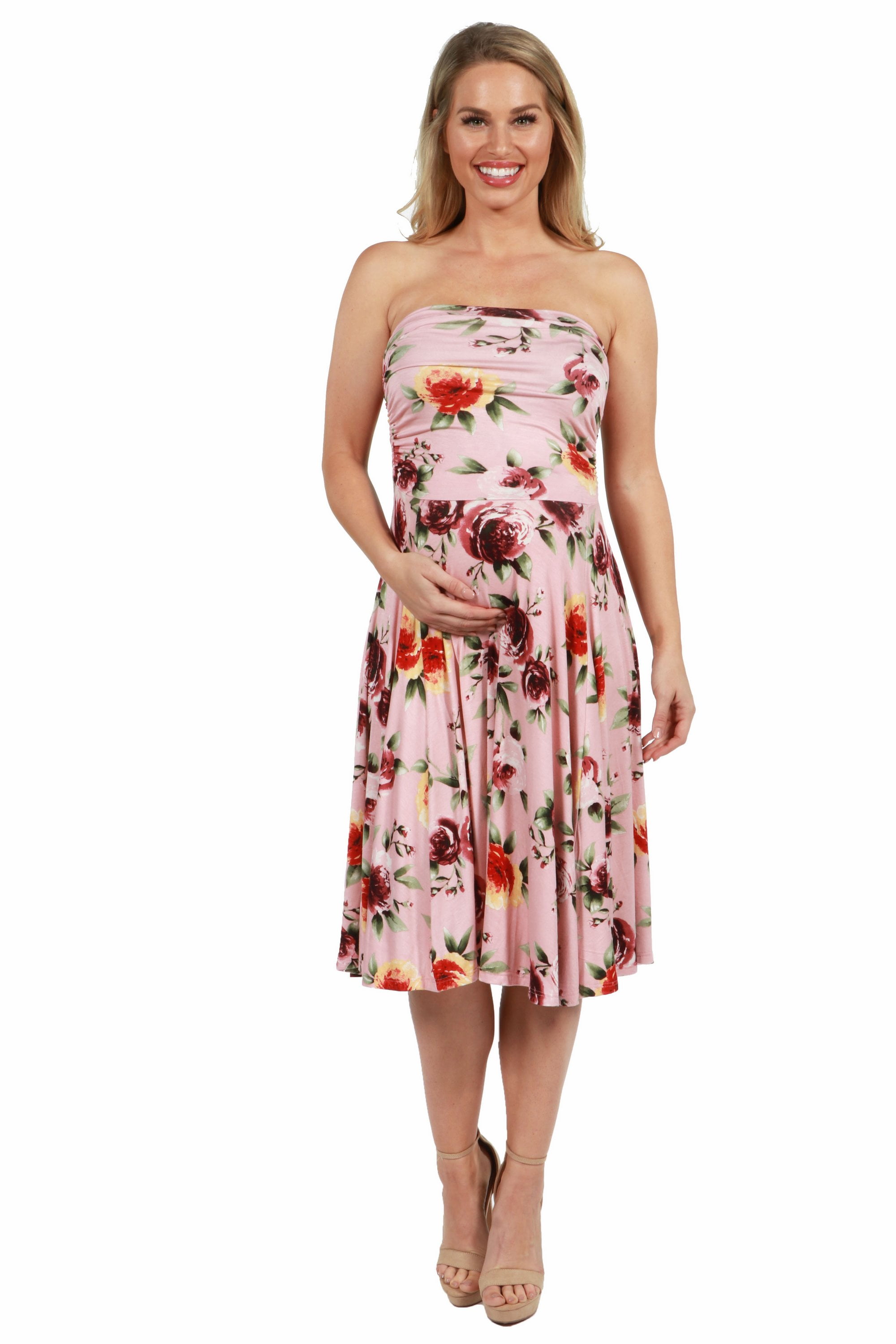 24/7 Comfort Apparel 24seven Comfort Apparel Floral Pink Strapless